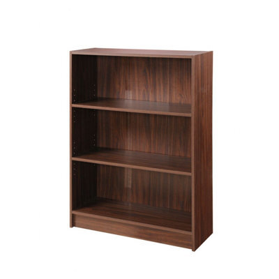 Timber Art Design 3 Tier Bookcase Wide Display Shelving Storage Unit Wood Furniture Walnut - image 1