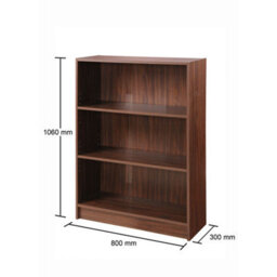 Timber Art Design 3 Tier Bookcase Wide Display Shelving Storage Unit Wood Furniture Walnut - thumbnail 4