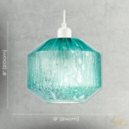 Happy Homewares Modern Aqua Teal Reactive Mottled Glass Pendant Ceiling Light Shade - thumbnail 7