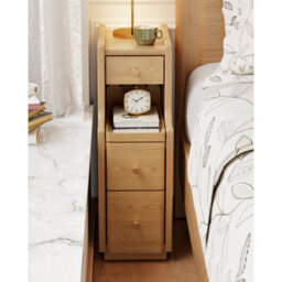 Yqjjgl Narrow Natural Solid Wood Nightstand With Drawers Slim Bedside Table Sofa Side Cabinet 20X40X60Cm For Small Space - thumbnail 3