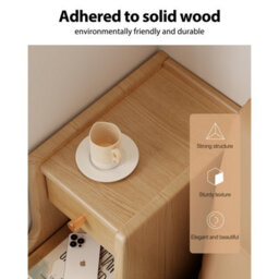 Yqjjgl Narrow Natural Solid Wood Nightstand With Drawers Slim Bedside Table Sofa Side Cabinet 20X40X60Cm For Small Space - thumbnail 5