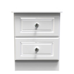 Windsor 2 Drawer Bedside Cabinet In White Gloss (Ready Assembled)