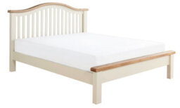 Save On Goods UK 5Ft King Size Real Oak And Cream,chunky, Curved, Solid,strong,wood Bed Frame.low Foot End Wooden Bedstead