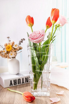 Queensway Home and Dining Queensway Home & Dining 25Cm Height Watford Crystal Look Heavy Glass Bouquet Flower Vase - image 1