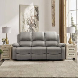 Comfy Living Reclining Fabric Sofa Set In Light Grey - 3 Piece, 2 Piece, Armchair - thumbnail 2