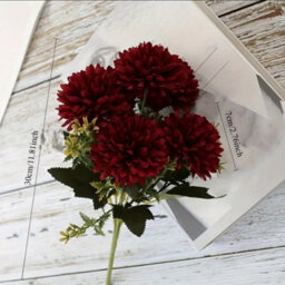 Amorly 4 Pcs Artificial Chrysanthemum Bouquets,5 Heads Brown Faux Ball Mum Flowers,fake Floral Stems For Fall Wedding Home Vase Decor - thumbnail 4