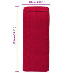 Berkfield Beach Towels 2 Pcs Burgundy 60X135 Cm Fabric 400 Gsm - thumbnail 8