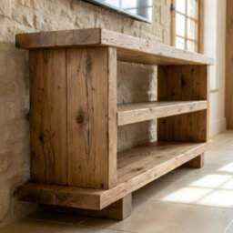 L120Xw44Xh50Cm 3 Tier Solid Wood Tv Unit / Solid Wood / Rustic Tv Stand - thumbnail 2
