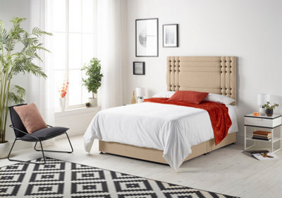 Somnior Beds Somnior Flexby Plush Beige 6Ft Memory Foam Divan Bed With 2 Drawers, Mattress & Headboard - Super King - image 1