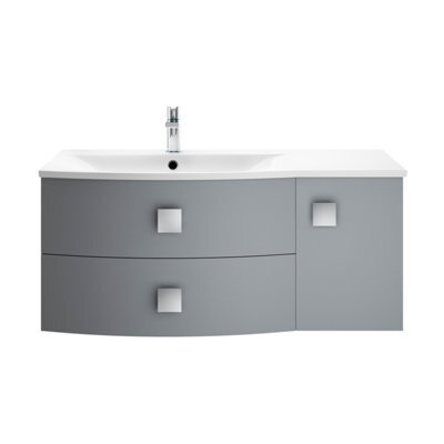Hudson Reed Sarenna Wall Hung Lh 2 Drawer 1 Door Vanity Unit & Basin, Dove Grey Matt, 1012 X 504 X 448mm - image 1