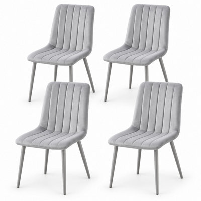 Oira Homes Grey Velvet Dining Chairs Set Of 4 Modern 4 Grey Kursi Chair Set Dining Room Furniture - image 1