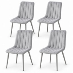 Oira Homes Grey Velvet Dining Chairs Set Of 4 Modern 4 Grey Kursi Chair Set Dining Room Furniture - thumbnail 1