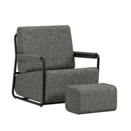 Sobuy Armchair With Footstool 29.1X26.4X30.7 Inch Load Capacity 143 Kg Fst99-Dg - Dark Gray - thumbnail 4