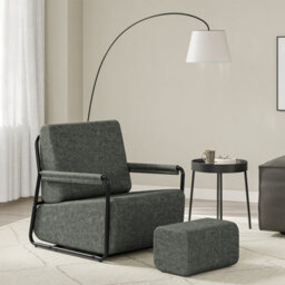 Sobuy Armchair With Footstool 29.1X26.4X30.7 Inch Load Capacity 143 Kg Fst99-Dg - Dark Gray - thumbnail 5
