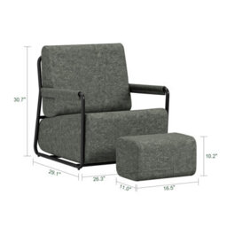 Sobuy Armchair With Footstool 29.1X26.4X30.7 Inch Load Capacity 143 Kg Fst99-Dg - Dark Gray - thumbnail 3