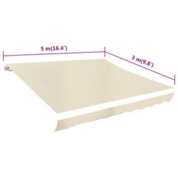Berkfield Awning Top Sunshade Canvas Cream 500X300 Cm - thumbnail 5