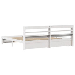 Berkfield Bed Frame With Headboard Without Mattress White 180X200 Cm Super King - thumbnail 8