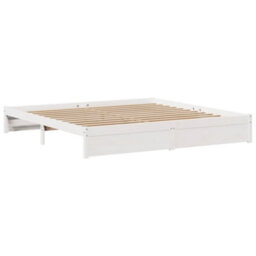 Berkfield Bed Frame With Headboard Without Mattress White 180X200 Cm Super King - thumbnail 5