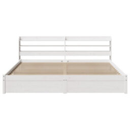 Berkfield Bed Frame With Headboard Without Mattress White 180X200 Cm Super King - thumbnail 4