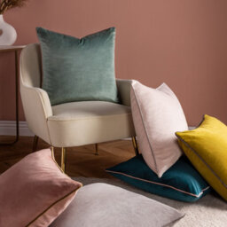 furn. Furn Meridian Velvet Piped Cushion Cover, Blush/gold, 55 X 55Cm - thumbnail 4