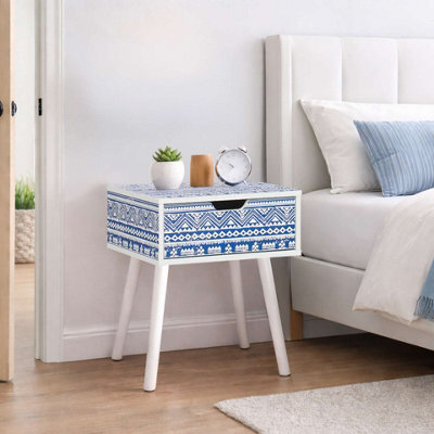 Birlea Santorini 1 Drawer Bedside Cabinet Chest Table Shabby Chic Blue - image 1