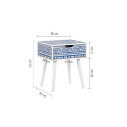 Birlea Santorini 1 Drawer Bedside Cabinet Chest Table Shabby Chic Blue - thumbnail 4