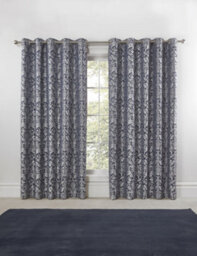 Emma Barclay Eden Lined Eyelet Curtains, Navy Blue - 66 X 72 Inch Pair - thumbnail 3