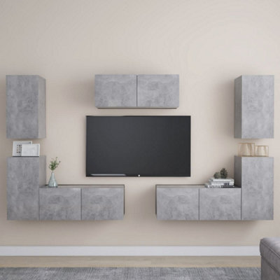 Berkfield 7 Piece Tv Cabinet Set Concrete Grey Engineered Wood - image 1