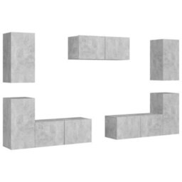 Berkfield 7 Piece Tv Cabinet Set Concrete Grey Engineered Wood - thumbnail 2