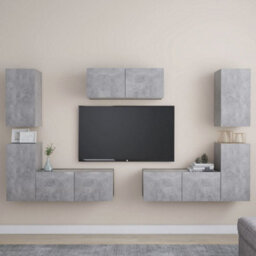 Berkfield 7 Piece Tv Cabinet Set Concrete Grey Engineered Wood - thumbnail 1