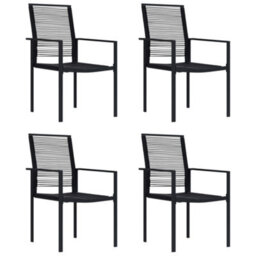 Berkfield Garden Chairs 4 Pcs Pvc Rattan Black - thumbnail 1