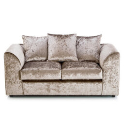 Furnishings For Less UK Crystal Crushed Velvet Fabric Fabric 2 Seater Sofa Mink - Scatter Back