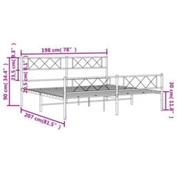Berkfield Metal Bed Frame With Headboard And Footboard Black 193X203 Cm - thumbnail 9