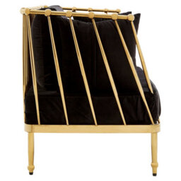 Orsina Sturdy 2 Seat Gold Finish Tapered Arms Sofa, Stylish Mid Century Sofa For Bedroom, Sleek 2 Seater Sofa - thumbnail 3