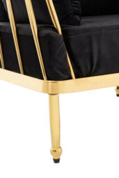 Orsina Sturdy 2 Seat Gold Finish Tapered Arms Sofa, Stylish Mid Century Sofa For Bedroom, Sleek 2 Seater Sofa - thumbnail 5
