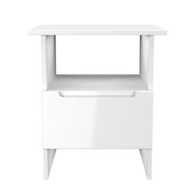 Messina Gloss White 1 Drawer Non-Extendable Side Table (H)495mm (W)440mm (D)440mm - image 1