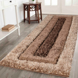 Modern Soft Bordered Shimmer Shaggy Area Rugs Bronze 120X170 Cm - thumbnail 8