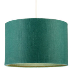 Happy Homewares Designer Fir Forest Green Textured Linen Fabric Circular Lamp Shade - thumbnail 2