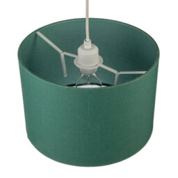 Happy Homewares Designer Fir Forest Green Textured Linen Fabric Circular Lamp Shade - thumbnail 3