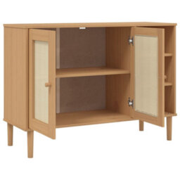 Berkfield Sideboard Senja Rattan Look Brown 112X40X80Cm Solid Wood Pine - thumbnail 6
