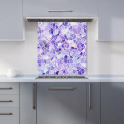 Warren Reed Designer Purple And White Mosaic Design Premium Glass Kitchen Splashback W700mm X H750mm - thumbnail 6