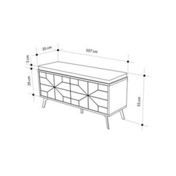 Decortie Modern Dune Shoe Storage Bench Dark Oak Effect With Fabric Seat 4 Doors Cabinet 107(W)Cm Metal Legs Organizer Hallway - thumbnail 3