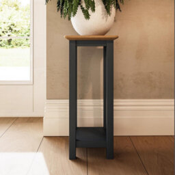 FWSTYLE Oak Veneer Tall Side Table Graphite Blue Ready Assembled - thumbnail 2