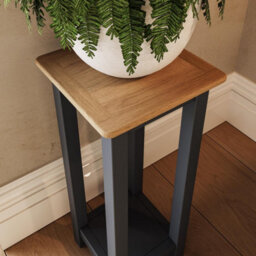 FWSTYLE Oak Veneer Tall Side Table Graphite Blue Ready Assembled - thumbnail 3