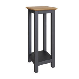 FWSTYLE Oak Veneer Tall Side Table Graphite Blue Ready Assembled - thumbnail 4