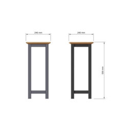 FWSTYLE Oak Veneer Tall Side Table Graphite Blue Ready Assembled - thumbnail 7