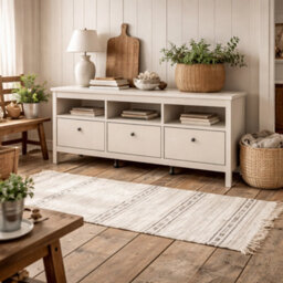 Wyld Haus Gossmere Natural Cashmere 3-Drawer Tv Unit In Cream Matt Finish By