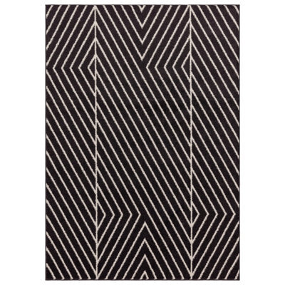 Black Linear Modern Easy To Clean Rug For Dining Room-120Cm X 170Cm - image 1