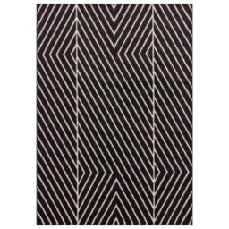 Black Linear Modern Easy To Clean Rug For Dining Room-120Cm X 170Cm - thumbnail 1