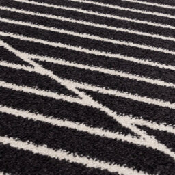 Black Linear Modern Easy To Clean Rug For Dining Room-120Cm X 170Cm - thumbnail 2